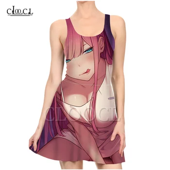 CLOOCL Anime Darling InThe Franxx Zero Dois Impressão 3D de Vestido das Mulheres de Verão Casual sem Mangas de Moda de Vestidos de Festa Vestidos