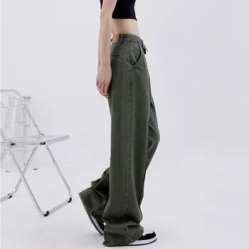 Harajuku Jeans Para Mulheres de Cintura Alta Streetwear Jeans Folgada com o Hip-hop Calças Retas Wide Leg Jeans 2023 Y2K Feamle