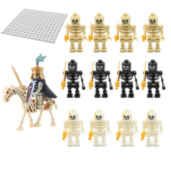 Castelo Medieval Knight Soldado Guerreiros Esqueletos Blocos de Construção Forte Orcs Figuras de Recolha de Brinquedos para as Crianças do Modelo de Presentes