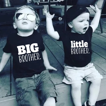 T-shirts Big Brother&Irmão mais novo de Crianças T-Shirt de Aniversário Camisas de Personalizar o Nome do aniversariante da T-shirt da Festa de Aniversário de usar tops