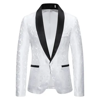 2023-Boutique de Moda masculina de Negócios Slim Tendência de Caju Jacquard Moda Cavalheiro Casual Bonitos Oficiando Casamento Blazer
