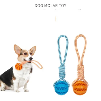 Brinquedos para cães Tratar Bolas Interativo Corda de Cânhamo de Borracha Vazamento de Bolas para Cães Pequenos Mastigação Mordida Resistente Brinquedos do animal de Estimação Dente de Limpeza