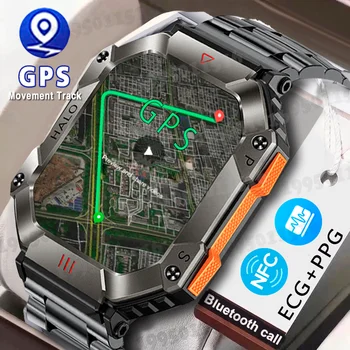 Homens Inteligentes Relógio Para Android IOS ECG+PPG de Chamada Bluetooth Smartwatch Ip68 Impermeável Militar do Perseguidor de GPS do Movimento de Fitness Pulseira