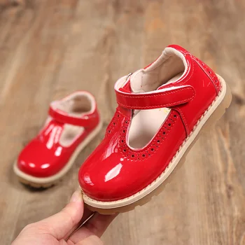 Primavera, Outono de Sapatos de Crianças para a Menina Sapatos de Couro de Cor Sólida Crianças Meninas Princesa Sapatas antiderrapante SMG012