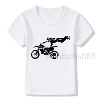 Motocross Moto Tshirt De Crianças Meninos Legal Dos Desenhos Animados Impresso Meninas T-Shirts T-Shirt Bebê Do Verão Streewear Menina Adolescentes Roupas