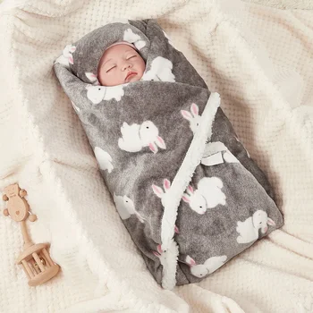 Novo Recém-nascido de Outono e Inverno Cercado Cobertor de Bebê Duplo-camada Espessada de Flanela Cobertor Carrinho Cobertor Cobertor