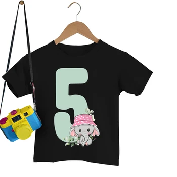 Elefante Aniversário Camisa De Crianças De 1 A 10 De Aniversário T-Shirt De Desenhos Animados Tee Festa De Meninas T-Shirt Elefante Tema De Roupas De Menino De Moda Tshirt