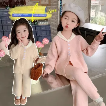 De 1 a 6 Anos de Idade Menina de Primavera e Outono, Camisola de Terno coreano Bonito Moda Roupas de Menina Engrossado Quente Atender Crianças Boutique de Roupas