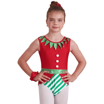Natal Das Crianças Bodysuits Moda Color Block Macacão Bell Pom Pom Sequin Adornado Elástico Cabeça Com Roupas De Natal Trajes Cosplay