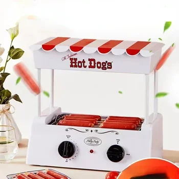 Assado De Salsicha Máquina De Pequeno Grelhado Máquina De Salsicha Hot Dog Máquina Multifunction Carrinho De Cachorro-Quente Vapor Aletria Rolo