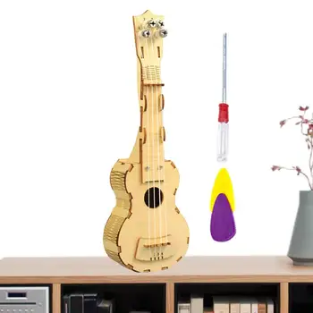 Guitarra Kits de Construir a Sua Própria Madeira das Crianças Ukulele Brinquedo Cavaquinhos Compilação de Guitarra Kit DIY Instrumento Clássico Ukulele Musicais de Brinquedo Para