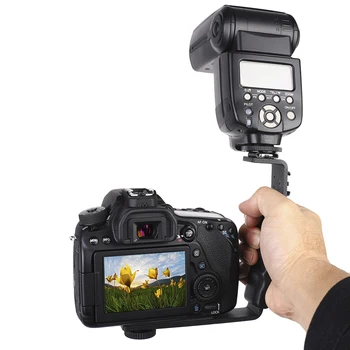 Acessórios Para Câmeras L Flash Suporte Com 2 Sapata Montagens Para O Microfone Da Câmera De Vídeo Dslr Canon/Nikon/Sony/Yongnuo/Flash Stand