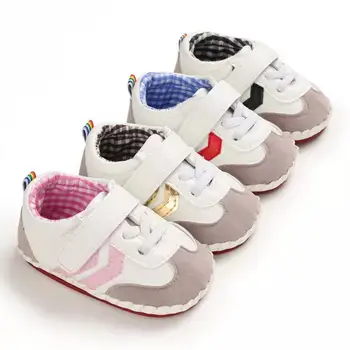 Meninos, Meninas, Bebês Atlético Sapatos Casuais Clássico de Correspondência de Cor de Couro de Retalhos de Moda Macio Anti-derrapante Criança Sapatos de Bebê 0-18M