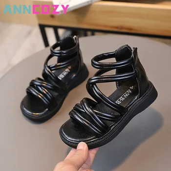 Crianças Sandálias De Meninas 2023 Verão Novo Estilo Coreano Edição Confortável Moda Em Couro Macio Inferior Versátil Princesa Sapatos