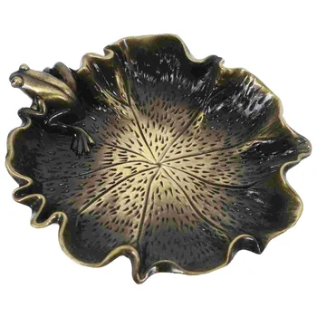 Cobre Tinta Prato Placa de Lotus-folha de Rãs Inkwell Prato Decorativo Tinteiros Ornamento