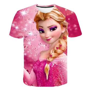 Disney Verão Congelados 2 Meninas T-Shirts para Crianças Mangas Curtas Elsa Anna Camisetas Baby Kids Moda Casual Tops Tees de 1 a 14 Anos