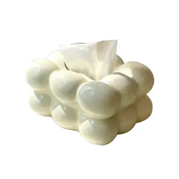 Útil Tecido Caso decoração de interiores, Decoração Cerâmica Marshmallow Forma de Tecido de Suporte da Caixa de Tecido Recipiente à prova de Pó