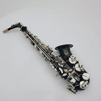 SUZUKI Alto Saxofone Bronze Eb Afinar Instrumentos Musicais Novos E-Preto liso folheado a Níquel Saxofone Botões de Pérola Frete Grátis