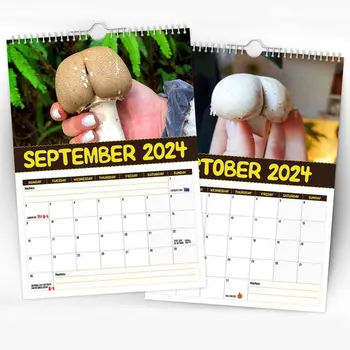 Presentes de Ano novo 2024 Maior do Mundo Cogumelos Calendário de Papel Tempo de Planejamento de Calendário de Parede Dom de Parede Decoração de Suspensão do Calendário