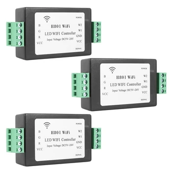 3X H801 de LED RGBW wi-FI Controlador de LED, Controlador do RGB DC5-24V de Entrada Para 5050 2835 3528 SMD CONDUZIU a Luz de Tira de Fita Fita