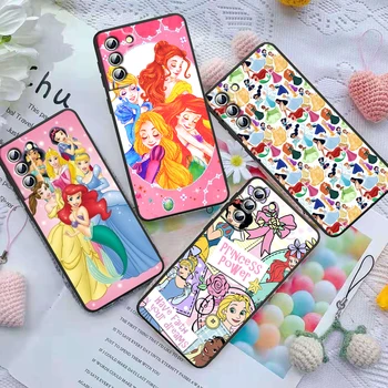 Disney Princesa Bonito Caso de Telefone Para Samsung S22 S23 S20 S21 FE S10 S10e S9 S8 Ultra Plus Lite Preto de Capa Mole