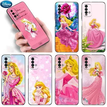 Princesa da Disney a bela adormecida Aurora Caso Para Xiaomi Redmi Nota 11 11 11T 11E 10 10T 9S 10S 8T 9 8 Pro 5G Global Capa Preta