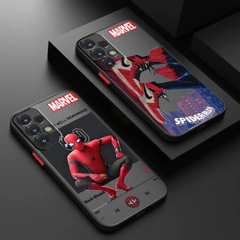 Vingadores da Marvel Homem-Aranha Fosco Translúcido Para Samsung Nota 20 10 A03 A54 A31 A22 A70 A34 A14 A24 A04 5G Caso de Telefone