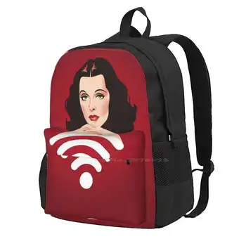 Hedy Wi-Fi Mochilas Para A Escola, Os Adolescentes Meninas Sacos De Viagem Hedy Lamarr Wi-Fi Glamour Cérebros Inventor Alejandro Mogollo