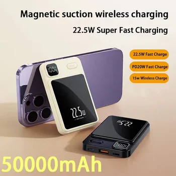 50000mAh Banco de Potência Para Macsafe Magnético Super Rápido Carregamento Qi Carregador sem Fios Powerbank para iPhone 15 a Samsung, Huawei Xiaomi