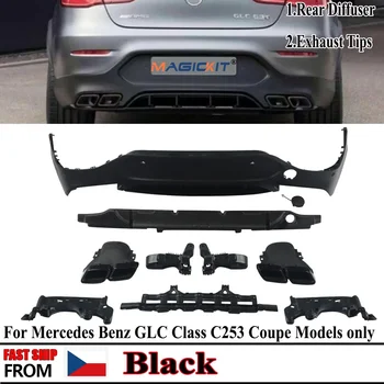 MagicKit AMG Estilo Black Difusor Traseiro+Tubo de Escape Para a Mercedes GLC C253 Coupé 16+ GLC63