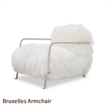 Bruxelles Poltrona Bruxelas poltrona minimalista moderno de titânio, couro, tecido de sofá cadeira