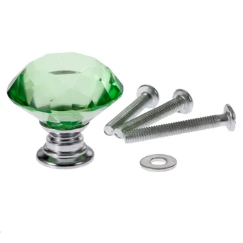 1x Verde de 30 mm de Cristal de Vidro Maçaneta Forma de Diamante Gaveta Puxadores de Portas de Cozinha guarda-Roupa de Hardware