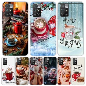 Inverno de Café de Natal Caso De Telefone Xiaomi Mi 11 Lite 11T Pro 12T 9T 10T 11i 12X 12 9 8 10 13 5X 6X Ultra Coque Alojamento da Tampa