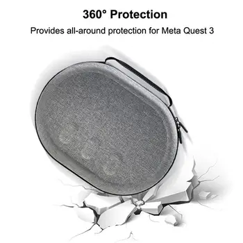 Portátil de Armazenamento Saco à prova de Choque do EVA Hard Shell Case Anti-risco Organizador de Bolsa de Partição Com Saco de Malha Para a Meta Quest 3 Fone de ouvido