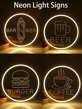 Os Sinais de Neon Personalizado Iluminação Luzes da Noite do Quarto, Loja de Decoração de Parede de Placa de Publicidade USB 5V Barbearia BURGER CERVEJA CAFÉ