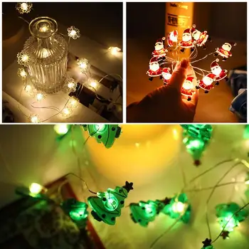 2M Decorações de Natal Papai Noel, Boneco de neve de Luz LED String Árvore de Enfeites Para Decoração de Natal 2024 Ano Novo T3Y1