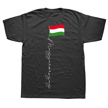 Engraçado Hungria Assinatura do mastro da Bandeira húngara T-Shirts de Verão Gráfico de Streetwear de Manga Curta Presentes de Aniversário T-shirt Mens Vestuário