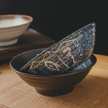 Família Grande Soup Bowl de Cerâmica Criativa de Estilo Japonês Tigela de Ramen Carne de Macarrão talharim Tigela 25cm