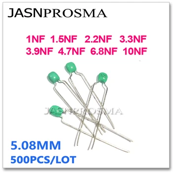 JASNPROSMA verde Monolítico capacitor cerâmico 500PCS 63V 1NF NF de 1,5 A 2,2 NF 3.3 NF 3.9 NF 4.7 NF 6.8 NF 10NF 102 222 103 472 K 10%