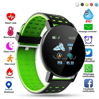 Novo 119 Smart Watch Homens Pressão Arterial Impermeável Smartwatch Mulheres Monitor de frequência Cardíaca de Fitness Tracker de Desporto Para o Android IOS 2023