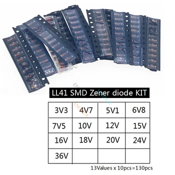 130pcs LL41 SMD diodo Zener KIT de 1W 3V3-36V 13 Valores *10pcs= 130pcs ZM4728A ZM4732A ZM4733A ZM4737A ZM4740A ZM4742A