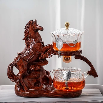 Criativo Cavalo Bule de chá Cheia Automáticas de Vidro Infusor de Chá de Água Magnético de Separação de resistente ao Calor Kungfu Beber Chá Chá