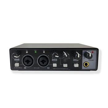 2-Canal de Áudio, Interface de Placa de Som com Display, Professional Studio Mixer para Gravação de Guitarra, 24Bit/196kHz