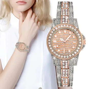 Luxo Senhoras 2023 Nova Marca de Relógio de Quartzo Moda Cheia de Diamantes Simples Mulher Casual de Aço Inoxidável Vestido de Presente de Relógio Relógios