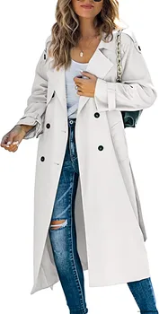 Trench Coat para as Mulheres Slim Double Breasted Primavera, Outono, Novo Longa Casaco Casual Outwear Mulheres Windbreakers Jaqueta Tops
