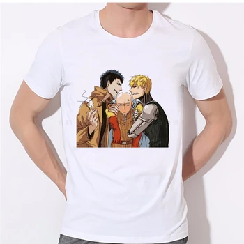 Venda Quente De Anime Japonês Um Soco Homem Saitama Impresso T-Shirt Harajuku Verão Saiyajin Goku Manga Curta Camiseta W-187#