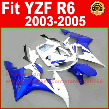ABS motocicleta corpo kit de carenagem da YAMAHA R6 2003 2004 2005 YZF R6 03 04 05 branco azul carenagem parte