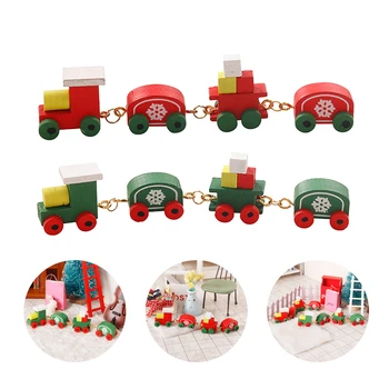 1:12 Casa de bonecas em Miniatura de Trem de Natal floco de Neve Pequenos Carrinhos de Trem de Brinquedo do Modelo DIY de Decoração de Casa de bonecas Para a Criança Brincar de faz de conta Brinquedos