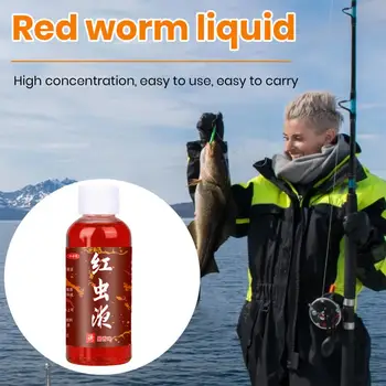 60ml de Peixe Potenciador de Líquido de Alta Concentração de Estimular o Gosto Ingredientes Seguros de Penetração Forte Vermelho Worm Líquido Isca de Peixe Melhorar