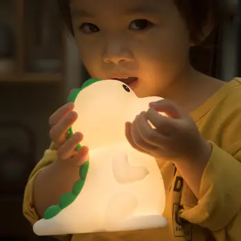 LED NightLight Lindo Dinossauro de Silicone Luz de Cabeceira Decoração Recarregável Cor Mutável Atmosfera Lâmpada de presentes de natal para Crianças